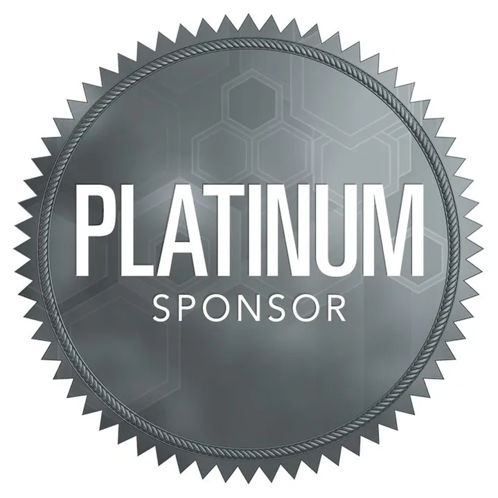 A silver seal that says platinum sponsor