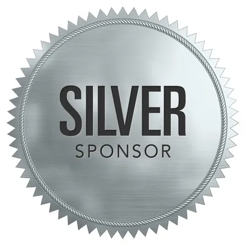 A silver sponsor seal with the word " silver " on it.
